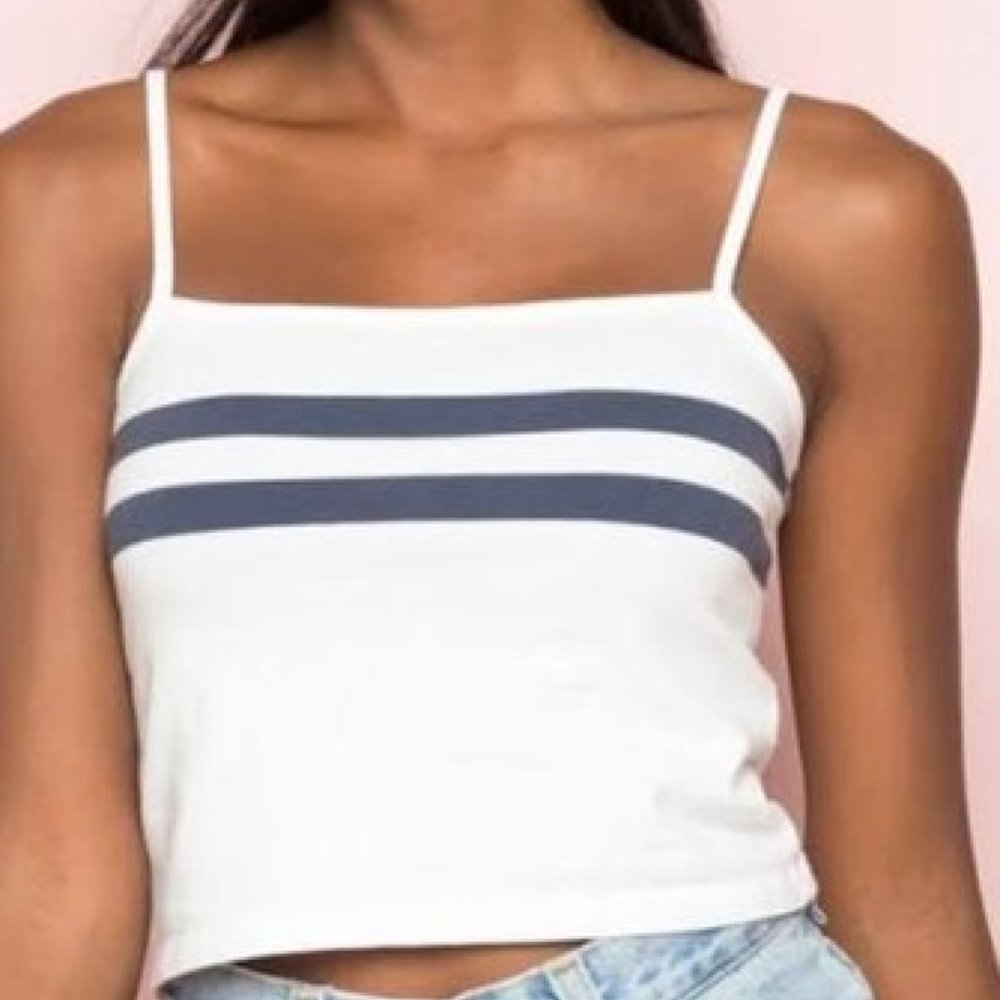 Rare Brandy Melville White and Blue Tank Top
